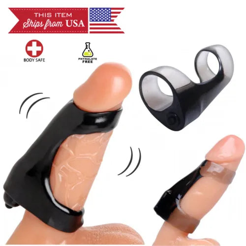 Double Vibrating Cock Ring Penis Head Foreskin Sleeve Clit Vibe