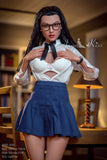 Aileen - 165cm+S#159 The gentle girl silicone doll with glasses in the library