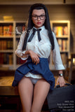 Aileen - 165cm+S#159 The gentle girl silicone doll with glasses in the library