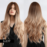 Khalesexx 9 22 inch Long Synthetic Wig with Bangs High Density Dark Root Natural Headline