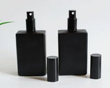 Pornhint 100ml Empty Refillable Square Matte Black Glass Spray Bottles with Black Sprayer for Perfume Fine Mist Sprayer for Traveling Liquid Cosmetic