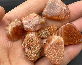 7 piezas de piedra solar natural de grado AAA - cada pieza llena de fuego -  mejor lote seleccionado a mano - caÃ­da - piedra de bolsillo - forma libre -  lote de 57 gramos | Pornhint