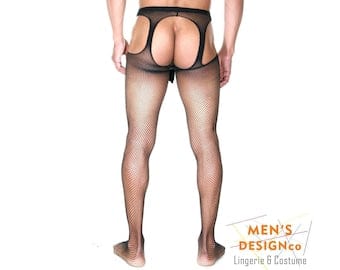 Sexy Male Lingerie Porn - Black Open Back Sexy Fishnet Pantyhose for Men Sheer Mesh Gay Lingerie  Crotchless Gay Underwear Panties Sissy Male Fishnet Stockings | Pornhint