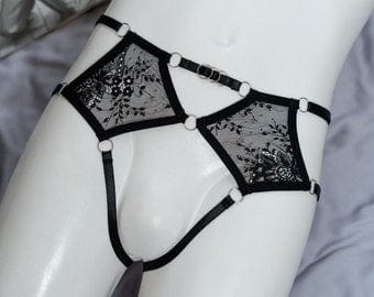 Black Lace Lingerie, Open BDSM Bra, Sexy Bralette Lace, Bondage