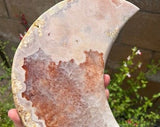 Lua brasileira com cristal de quartzo rosa ametista. Rosa, Roxo, Vermelho, Quartzo