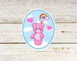 Cute Pink Rainbow Bear Sticker, Geek Sticker, Kawaii Geek Sticker, Kawaii Sticker, Nerd Sticker, Hydro Sticker, Geek Gift Idea, Nerd Gift