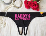 Pornhint Daddys Little Whore Thong , Sexy Crotchless  Panties , DDLG Lingerie , Yes Daddys Thong , Naughty Panties , Gift For Daddy Domme , Cumslut