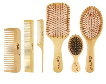 Handmade Bamboo Hair Brush Comb Set For Home use Spa  