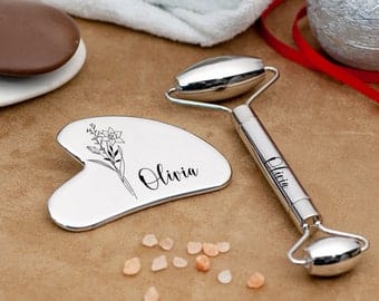 Personalized Gua Sha Birth flower gift Name Gift Massage Tools  