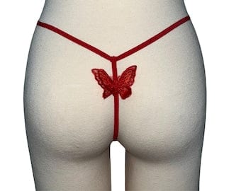 Red High Waist Butterfly Thong, Sexy and Exotic, Dainty, Stretchy, Stylish,  Hi-Rise G-String, 90s Fashion, Vintage, Tanga | Pornhint