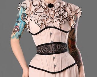 Retro gothic steel bones tightlacing waist training nude beige  