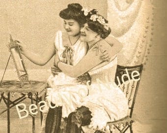 1920s Vintage Lesbian - Sensual Lesbian art vintage, 1920s Boudoir print | Pornhint