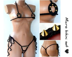 Uncensored extreme open crotch bikini Tiny string bikini cupless