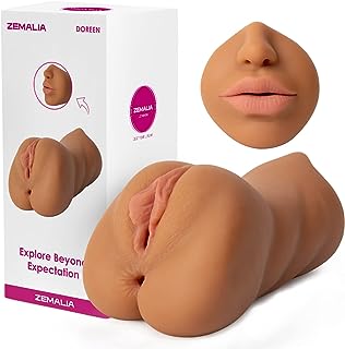 ZEMALIA Male Masturbator 3 in 1 Adult Toy with Brown Skin Sex Toys for Mens with Realistic Textured Flesh Light Toy Adult Toys with Water Based