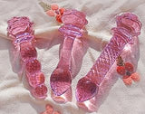 Asnoknae plugue anal de vidro rosa de 3 peças, contas de plugue anal cristal rosa, conjunto de brinquedos sexuais para treinamento anal adulto para homens e mulheres, três estilos fofos de varinhas anais para iniciantes para estimulação múltipla