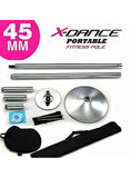 Dance Pole Chrome 45mm, 9ft Portable Spinning/Static Professional Exotic - X Dance