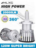 Lâmpada Turbo LED H7 H11 H8 H9 9005 HB3 9006 HB4 LED 20000LM Super brilhante 360 ​​graus 3D Lâmpada para farol de carro para lente de projetor 120 W