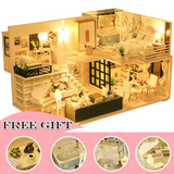 DIY Dollhouse Wooden doll Houses Miniature Doll House Furniture Kit Casa Music Led Toys for Children Birthday Gift M2