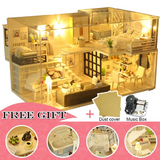 DIY Dollhouse Wooden doll Houses Miniature Doll House Furniture Kit Casa Music Led Toys for Children Birthday Gift M2 - Pornhint