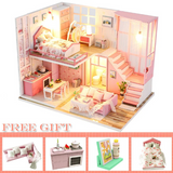 DIY Dollhouse Wooden doll Houses Miniature Doll House Furniture Kit Casa Music Led Toys for Children Birthday Gift M2 - Pornhint