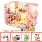 DIY Dollhouse Wooden doll Houses Miniature Doll House Furniture Kit Casa Music Led Toys for Children Birthday Gift M2 - Pornhint