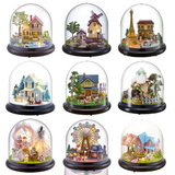 Casas de bonecas casa em miniatura diy casa de bonecas com móveis capa transparente mini casa de madeira brinquedos para crianças presente de natal 