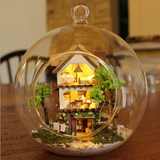 Promotion diy glass ball wooden doll houses miniature dollhouse With Funitures Mini Casa Model Building kit Gift Toys - Pornhint