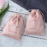 100 Personalized Logo Print Drawstring Bags Custom Jewelry Packaging Pouches Chic Wedding Favor Bags Pink Flannel Cosmetic Bags - Pornhint