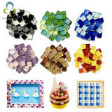 Azulejos de vidrio cuadrados multicolores de 100g (alrededor de 100 uds) de 1cm para proveedor de artesanías DIY, fabricación de azulejos, decoración del hogar a la moda 