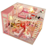 DIY Doll House Wooden Doll Houses Miniature Dollhouse Furniture Kit with LED Toys for children Christmas Gift L03 - Pornhint