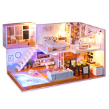 DIY Doll House Wooden Doll Houses Miniature Dollhouse Furniture Kit with LED Toys for children Christmas Gift L03