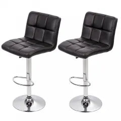 Set of 2 Leather Swivel Bar Stool Adjustable Kitchen Counter Height Dining  Chair