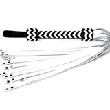 Metal Rivet Tipped Flogger - Stingy Impact - White Leather Tails - Your Choice of Handle Colour & Pattern