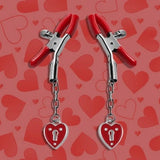 Sweetheart Nipple Clamps with Dangle Heart Lockets BDSM Bondage ABDL Fetish DDLG Dominatrix Mistress Masochist Dungeon Punk Goth Sex Sadist