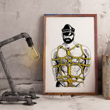 Amarelo Masc Gay Bear Shibari Art Print *EDIÇÃO LIMITADA* A5 A4
