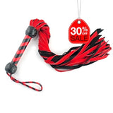 BDSM Leather and Suede Flogger - Spanking Fetish Gear for BDSM Enthusiasts - Red and Black