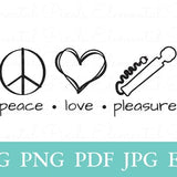 Peace love pleasure svg | vibrator symbol png for tshirt | erotic clipart design | vector file for cricut | sexy kinky | digital download