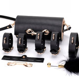 Leather Handcuffs, Submissive Cuffs, BDSM Collar & Leash, Tickler, Premium Leather, BDSM Tool Set, SM Fetish Kit