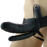 Strap-On vibrating hollow double penetrating dildo