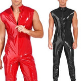 Sleeveless Latex Catsuit Men, Latex Bodysuit, Black Red Latex Catsuit For Men, Bodysuit Men, Cosplay Costume Men, Jumpsuit Men
