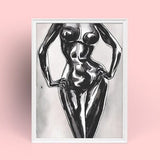 Sexy Art Print, Latex Fetish BDSM Wall Decor,Black and White Modern Art