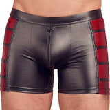 Sexy Men's Black Matte Shorts with Red Inserts