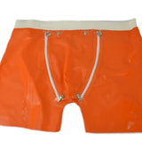 Latex shorts with double zipper/inner bag orange 3XL (3628)