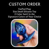 New! Custom 2 Color Swirled Size Small FaePod Fantasy Silicone Plug - Medium Firm