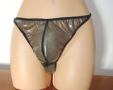 Skimpy Men's Latex Pouch Panties, Pure Rubber, Transparent Grey/Black, Shiny String Posing Pants / Thong / G String, M/L