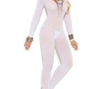 Long Sleeve Opaque White Bodystocking