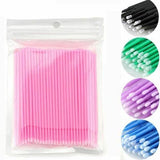 Khalesexx 100Pcs Disposable MicroBrush Eyelashes Extension Individual Lash Removing Swab