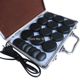 20pcs Massage Rock Stones Basalt Lava SPA Body Massager + Heater Box Case Set - Khalesexx