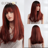Khalesexx 7 22 inch Long Synthetic Wig with Bangs High Density Dark Root Natural Headline