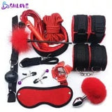 SMLOVE, esposas sexuales, Collar, látigo, mordaza, abrazaderas para pezones, cuerda de Bondage BDSM, Juguetes sexuales eróticos para adultos para mujeres, parejas, tapón Anal, cola 